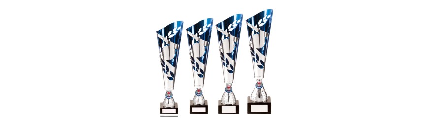 ZUES SILVER/BLUE LASER CUP - 4 SIZES - 31CM - 37CM ZUES SILVER/BLUE LASER CUP - 4 SIZES - 31CM - 37CM